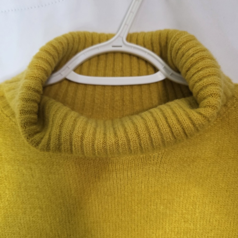 Yellow Crochet Hippie Bell Sleeve Knit Sweater Dress Cozy Cottagecore Boho M - Picture 6 of 11